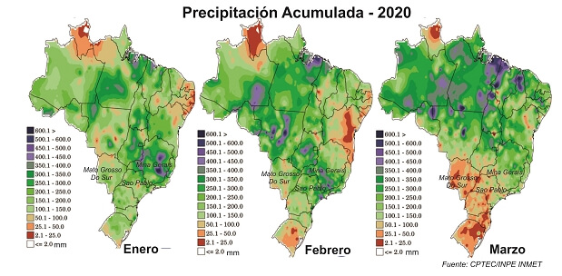 Lluvias Sur de Brasil Bajante del Río Paraná 200409