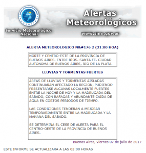 Alerta meteorológica por lluvias y tormentas fuertes en la Zona Núcleo 1 Sin título