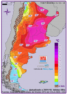 Enero termina con abundantes lluvias en el norte y nada para la región pampeana 4 TEMP_48