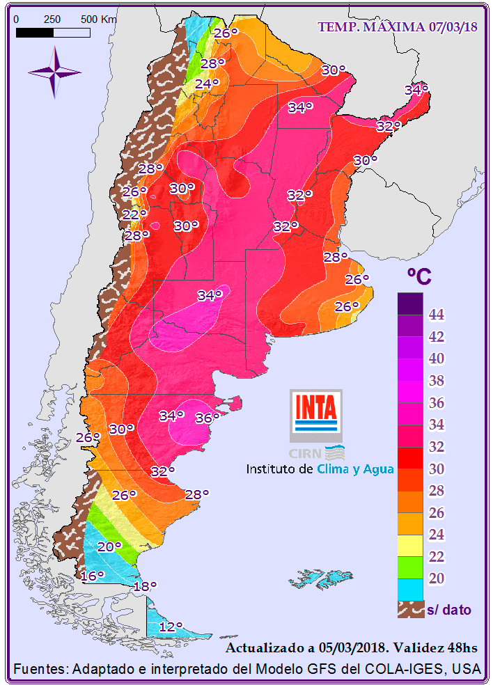 La región pampeana sufre la seca y las lluvias se siguen acumulando en el norte 2 Temperaturas