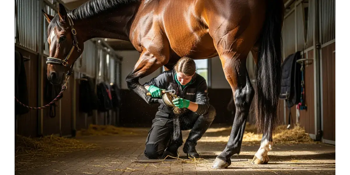 herradura en el casco del caballo