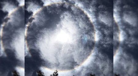 Cielo halo solar fenómeno climático