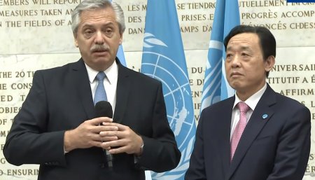 Alberto Fernández reunido con Qu Dongyu.