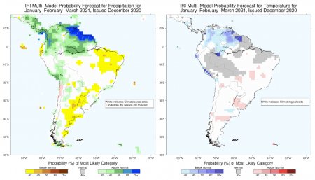 Mapa de lluvias para el trimestre enero a marzo