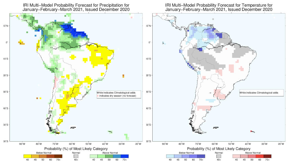 Mapa de lluvias para el trimestre enero a marzo