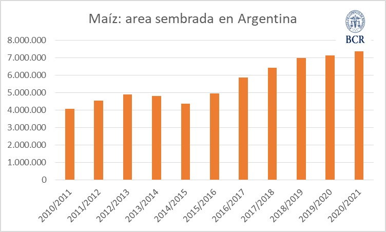 Maiz Area sembrada 2020 21