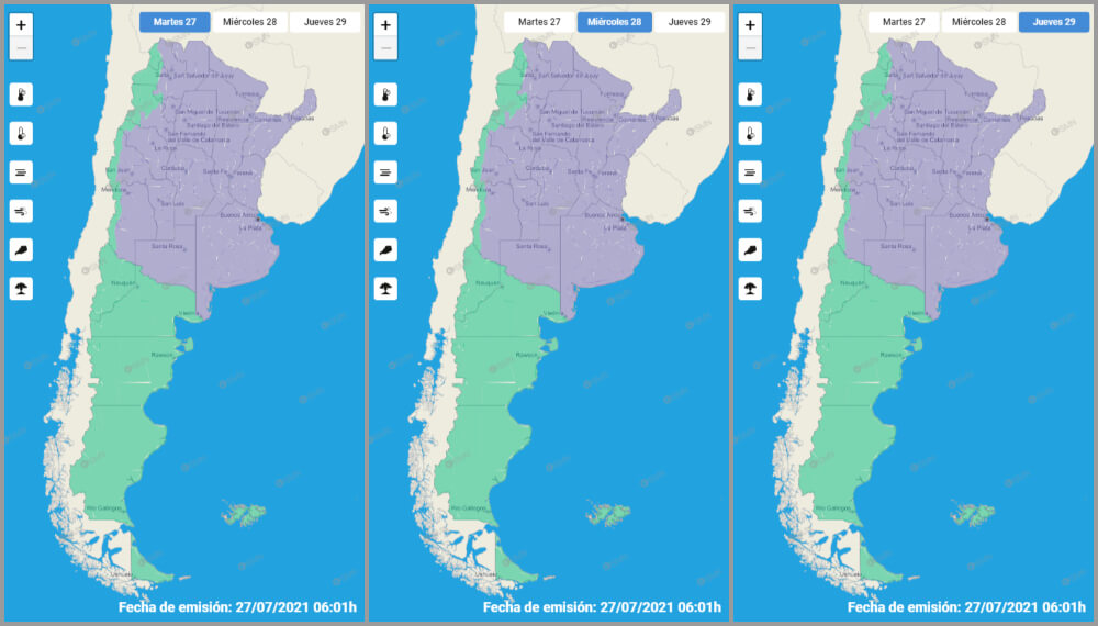 Mapas de bajas temperaturas - Argentina