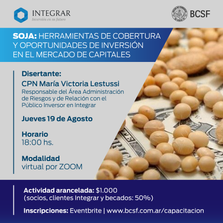 Soja: abren un curso virtual para aprender a invertir en el mercado de capitales 1 Flyer curso 19 de agosto
