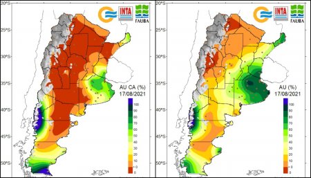 Mapa de agua disponible en el suelo - Agosto 2021