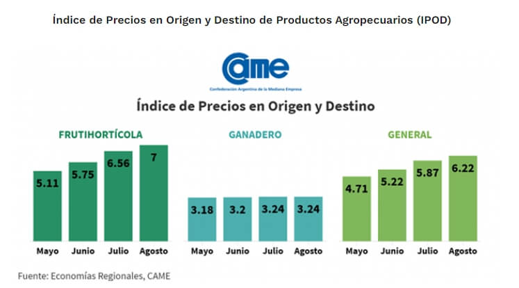 Indice de precios - Agosto - CAME