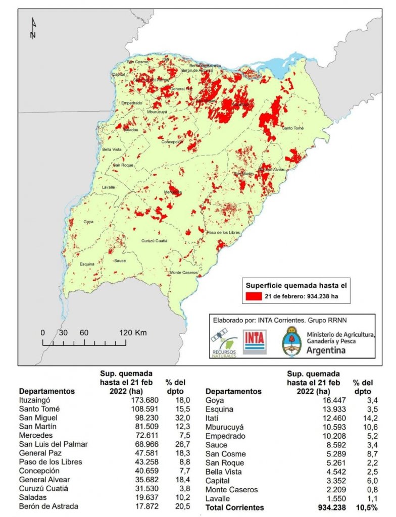 zonas quemadas en corrientes