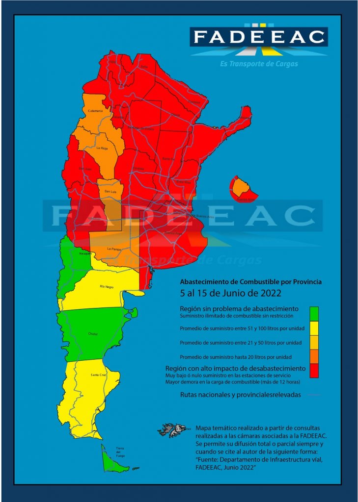 El mapa de escasez de gasoil se agrava: por 60 días, el Gobierno elevará el corte con biodiesel al 12,5% 1 Mapa 15 junio