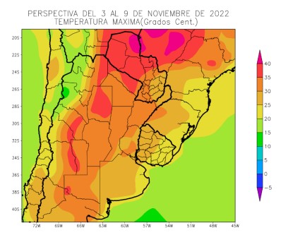 En blanco: vientos del trópico traerán humedad, pero no alcanzará para generar lluvias 2 mapa