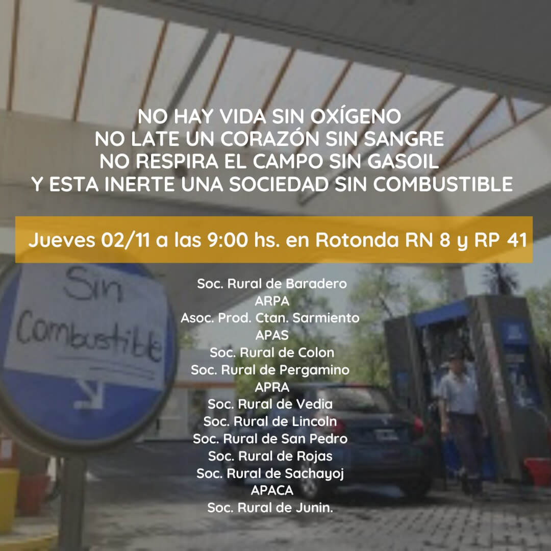Organizan un tractorazo en San Antonio de Areco para reclamar por la falta de gasoil 2 COM 1