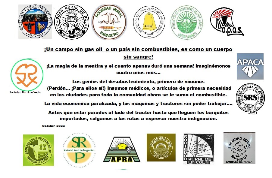 Organizan un tractorazo en San Antonio de Areco para reclamar por la falta de gasoil 1 Com 2