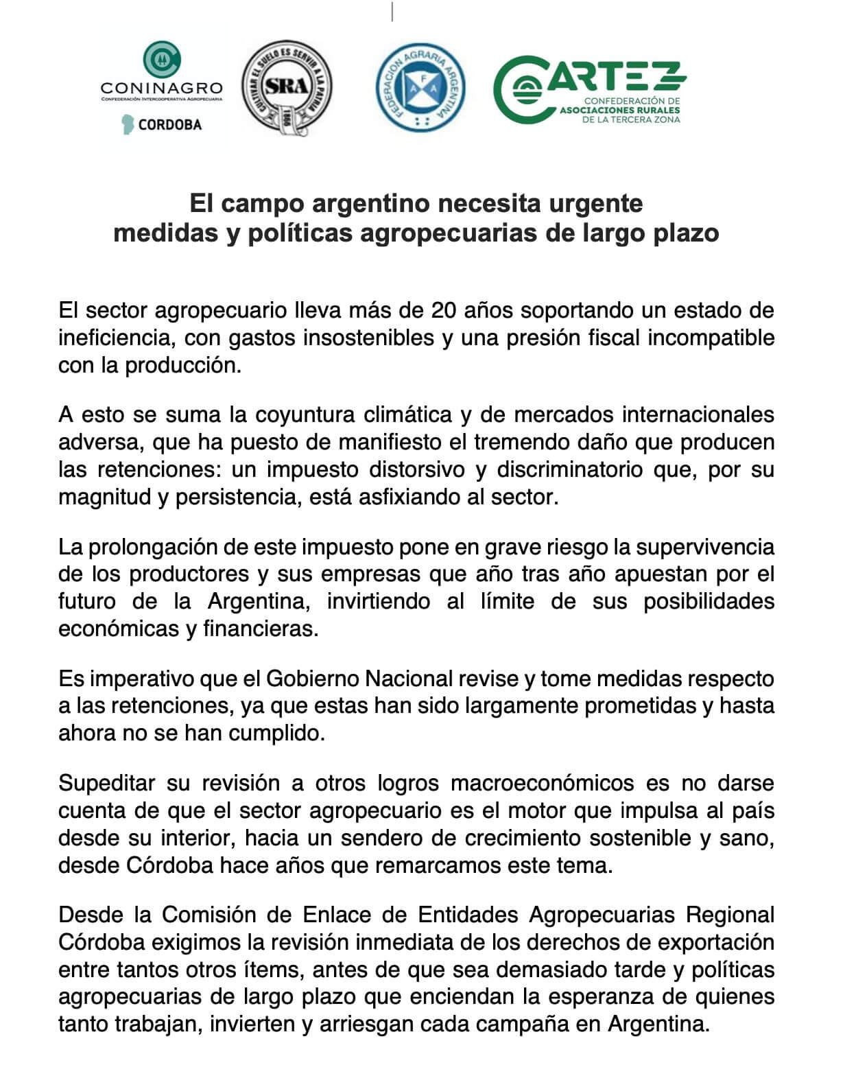 “Están firmando la desaparición del productor”: crece la presión del campo por las retenciones 1 WhatsApp Image 2025 01 06 at 15.37.16
