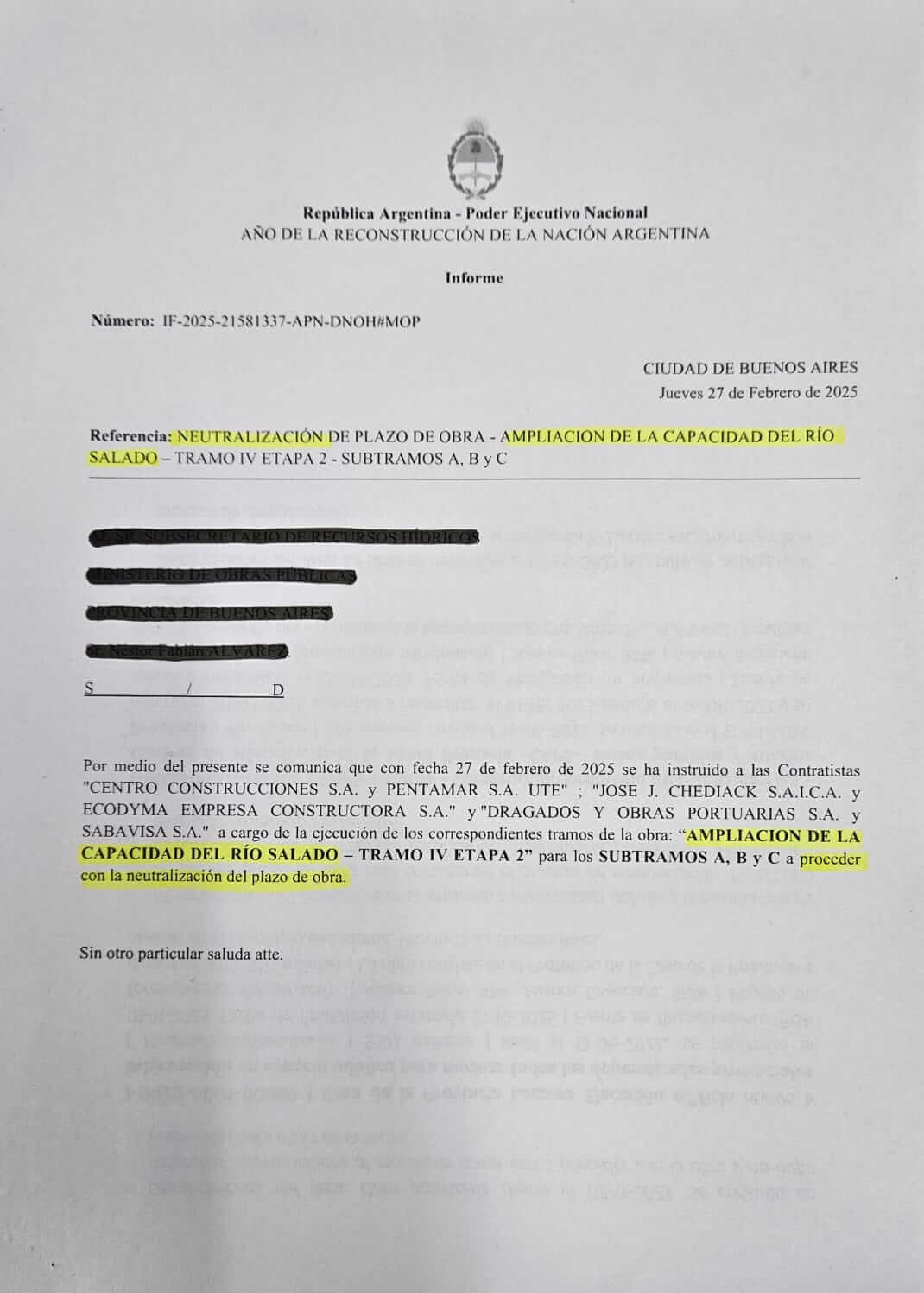 En la Cuenca del Salado, crece el malestar por las inundaciones y se multiplican las asambleas 2 Paralizacion obras cuenca del salado