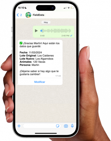 Inteligencia artificial: transforman audios de whatsapp en datos y ya gestionan más de 700 campos 1 FieldData Bot