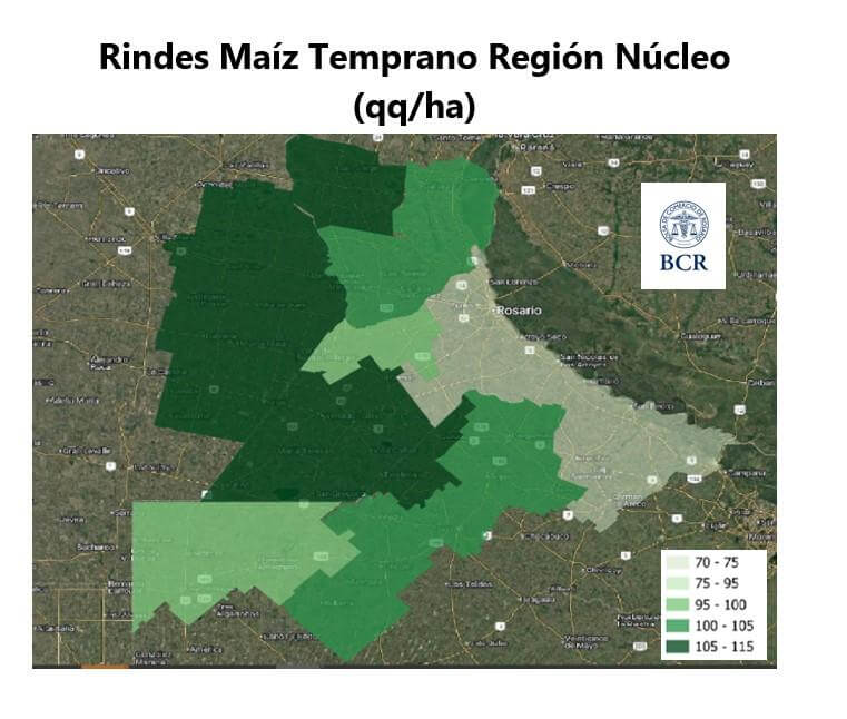 mapa rindes maiz