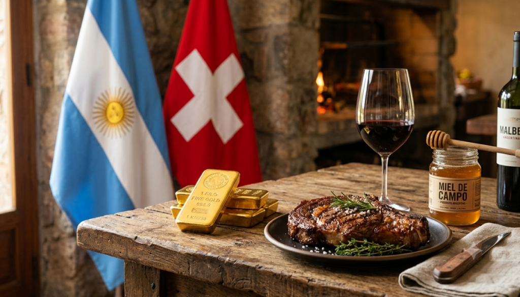 Los rivales del Mundial y el agro: en Suiza, la carne, el vino y la miel de Argentina buscan brillar como el oro
